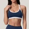 Top regata com gola halter para fitness e yoga transfronteiriço, sutiã esportivo sexy europeu e americano, top regata com blocos de cor para Pilates