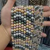 Pérolas de imitação Swarovski multicoloridas de água salgada, brilho forte, perfeitamente redondas, contas de concha com furo passante, acessórios para joias DIY, venda direta da fábrica