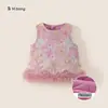 Vestido Infantil Bangxuan Huzhou Zhili Estilo Nacional para Meninas com Forro de Algodão e Painéis de Malha Espessa Vestido para Crianças Pequenas