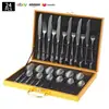 Cubiertos de Acero Inoxidable Transfronterizo de Amazon Cuchillo y Tenedor 1010 Cuchillo, Tenedor y Cuchara de Estilo Occidental Juego de 24 Piezas Cuchillo y Tenedor para Carne Caja de Regalo
