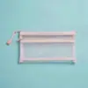 Estuche, estilo coreano, simple, bolsa de almacenamiento de malla transparente, caja de papelería de gran capacidad para estudiantes, diseñado específicamente para exámenes, de doble capa