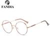 95818 gafas de metal de fábrica anti-luz azul gafas de tendencia de moda para mujer montura redonda patilla de honda en stock al por mayor