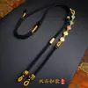Colgante de Cuerda para Thangka del Dios de la Riqueza de Cinco Vías Hecho a Mano Antiguo Hilo de Ocho Hilos Amuleto de Buda Colgante de Jade Carpa Candado de Oro de Una Oreja con Cuerda