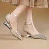 Novedad Moda Casual Primavera/Otoño 2026 Zapatos para Mujer Versátiles Puntiagudos Completos de Pedrería Impermeables Plataforma Zapatos de Tacón Único Transfronterizo