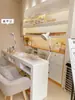 Mesa de Trabajo para Manicura de Superficie Plana Blanca Individual/Doble de Moda con Lámpara de Pinza Estilo Japonés y Ranura para Aspiradora