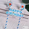 Dibujos Animados Rosa Gato Kt Doraemon Gato Banderín Banderola Banner Cumpleaños Horneado Pastel Postre Decoración Toppers Banderas