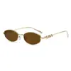 Nuevas Gafas de Sol de Metal g Gafas de Sol Ovaladas Retro Europeas y Americanas Marco Pequeño Tendencia Gafas de Sol para Luz Fuerte Gama Alta