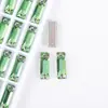 Cristal de Vidrio K9 Rectangular con Pedrería Cosida a Mano de Fondo Plano y Doble Agujero, Accesorios Hechos a Mano de Alta Calidad para Vestidos de Novia DIY