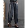 Calça jeans solta casual estilo ocidental Nine-point primavera e outono 2025, nova, retrô, antiga, com contraste de cores, elastano, calça harém