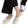 Versión de piel de oveja de los clásicos zapatos retro de ballet tipo abuela para mujer, zapatos planos con cordones de punta redonda, zapatos de ballet cómodos de cuero suave