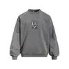 Estampa de retrato criativa, estilo retrô americano, efeito desgastado, moletom gola redonda, sportswear masculino de corte solto para primavera e outono, moda de rua