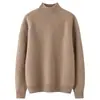 Suéter base cálido de cachemira para otoño e invierno para mujer, cuello semi-alto, engrosado, cómodo, suave, amigable con la piel, manga larga, jersey, corte holgado