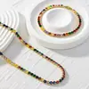 Collar de Hip-Hop de Zirconia de Colores de Venta Caliente en Amazon Transfronterizo Europeo y Americano Collar de Cristal de una Sola Fila Joyería de Moda al por Mayor para Mujeres