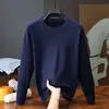 Suéter de punto para hombre, liso, cuello redondo, tipo jersey, para otoño e invierno, adecuado como capa interior o prenda superior cálida, disponible para envío directo transfronterizo