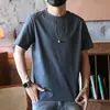 Camiseta Básica de Manga Corta con Cuello Redondo de Color Sólido Simple Estilo Hong Kong para Hombre Tendencia de Verano Versátil Casual Camiseta de Manga Media para Combinar