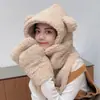 Bufanda de Cuello de Invierno con Capucha Integrada Familia Oso Lindo Orejas Conjunto de Tres Piezas Cálido y Espeso