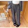 Pantalones de Gasa Color Blanco Roto Estilo Perezoso, Pantalones Anchos de Lazo Suaves y Cerosos, Pantalones Rectos Ajustados de Cintura Alta Pequeña