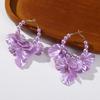 Pendientes largos de estilo Chanel de un solo canal, lujo ligero, elegantes, combinan con todo, perla artificial brillante, color púrpura, pétalos multicapa, pendientes para mujer
