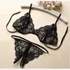 Lencería Sexy Meiyujia, Portaligas Sexy de Lencería, Conjunto de Tres Piezas Talla Grande, Conjunto Sexy de Encaje con Entrepierna Abierta para Mujer