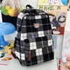 Diseño a Cuadros Estilo Bosque Ins, Estilo Artístico y Fresco, Mochila de Viaje para Mujer, Mochila para Estudiantes de Campus