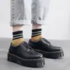 Sapatos Pequenos de Couro com Cadarço Estilo Britânico Modernos para Todas as Estações Novos Sapatos com Solado Grosso que Aumentam a Altura para Meninas Sapatos Plataforma Casuais Atacado