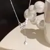 Collar de Borla de Perla Mariposa para Mujer, Accesorio de Cadena para el Cuello de Lujo Ligero de Nicho de Gama Alta, Gargantilla de Cadena para Clavícula
