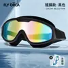 Gafas de Natación Populares Transfronterizas para Adultos, Hombres y Mujeres, Alta Definición, Impermeables, Antivaho, Gafas de Natación de Marco Grande Electroplateadas de Colores, Gafas