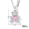 Collar de Oso con Diamantes Completo Transfronterizo Europeo y Americano para Mujer, Acero de Titanio Chapado en Oro Cobre Zirconita Microincrustada, Cadena para Clavícula Estilo Lindo y Dulce Colgante