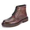 Botas de cuero de moda para hombre, estilo Martin, de caña alta, con cordones, botines retro de moda, con suela gruesa, punta redonda, botas de cuero