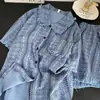 Pijama de Verano Nuevo Estilo de Gama Alta Sencillo con Borlas para Mujer, Conjunto de Shorts de Encaje de Manga Corta de Verano, Adecuado para Salir y Usar en Casa