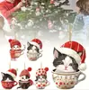Decoración Colgante para Coche de Gato Navideño Acrílico Plano 2D Nuevo Transfronteriza Colgante Decoración de Árbol de Navidad Colgante Decoración de Mochila
