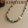 Moderna y Exquisita Cadena para Clavícula Trenzada de Cuerda Tirante con Cuentas de Elefante Turquesa y Concha para Mujer, Cadena de Lujo Ligero de Nicho de Gama Alta