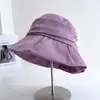 Sombrero de pescador simple de color sólido estilo japonés con pliegues para mujer, adecuado para principios de otoño, casual y artístico, sombrero tipo cubo versátil, sombrero para protección solar y sombra