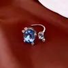 Anel Aberto Oval de Vidro de Zircônia Luxo Alto Padrão Exquisito Anel para Dedo Indicador Temperamento Fashion Versátil Joia de Mão para Mulheres