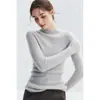 Kangsai Ni Otoño/Invierno 100% Cachemira Tejido sin Costuras Integrado Suéter de Capa Base para Mujer Otoño/Invierno Cuello Medio Alto Canalé