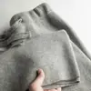 Calça larga versátil 100% lã para mulheres, solta e grossa, adequada para outono e inverno, corte reto, comprimento até o chão, com efeito de caimento, calça casual branca de caxemira