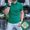 Calidad sólida alta gama moda europea lujo ligero polo para hombre 2025 verano nuevo estilo LOGO único manga corta solapa slim