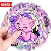 Compra direta transfronteiriça de 50 adesivos de desenhos animados de fantasia para Halloween com caveiras, cogumelos e aranhas para decoração criativa, adesivos à prova d'água