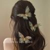 Pinza para el Cabello de Tul con Mariposas de Doble Capa Estilo Hada de Verano Pinza de Pato con Lazo Retro de Alta Gama Pinza Lateral Pinzas para el Cabello Accesorios para el Cabello para Mujeres