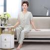 Pijama para madres de mediana edad y mayores, con estampado digital, pantalones de manga corta, tejido de algodón sintético, ropa de casa, conjunto de cárdigan con botones florales