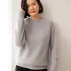 Suéter de cachemira de tres hilos y cinco agujas para mujer, jersey holgado y grueso de punto, jersey de cuello redondo a juego para otoño e invierno.