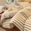 Conjunto de cama de algodão lavado simples escandinavo de quatro peças, colcha listrada de algodão puro, lençóis, conjunto de cama de três peças