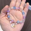 Pulseira Infantil de Cristal Colorido Estilo Novo Japonês e Coreano Transfronteiriça Fofa para Estudante Feminina Liga de Zinco Cartoon Pulseira de Contas de Vidro