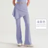 Conjunto destacável de duas peças com calça boca de sino, calça-saia de cintura alta que cobre o quadril, calça longa esportiva ao ar livre para yoga com leve boca de sino, roupa feminina para fitness