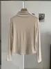 KEKEZOON T-shirt de manga comprida com gola alta lisa de cashmere com proteína, ombro direito, corte justo, camada interna 9160