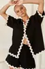 2024 Principios de Primavera Nuevo Transfronterizo Europeo y Americano Comercio Exterior Femenino Moda Sencilla Camisa Corta Traje Casual -88156