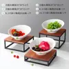Mesa de Buffet de Madera Plato para Ensalada de Frutas Cerámica Lujo Ligero Tres Niveles Fruta Hotel Bol para Platos Fríos Estante para Bol de Salsas para Hot Pot