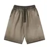 Amazon shorts casuales sueltos de talla grande de dos colores degradados estilo retro con efecto desgastado, shorts de algodón blanco para hombres y mujeres