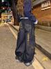 Pantalones vaqueros estilo americano de estilo retro con múltiples bolsillos y estampado de leopardo, estilo cimitarra, holgados, de cintura media, para hombre y mujer.