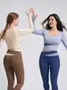 Juyitang Ropa Exterior de Bloques de Color Primavera y Otoño Deporte Fitness Adelgazante Ajustado Melocotón Manga Larga Top de Yoga